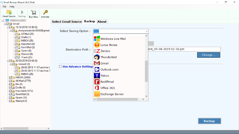 Email Backup Wizard screenshot