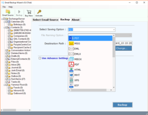 select pst to export Exchange mailbox to PST