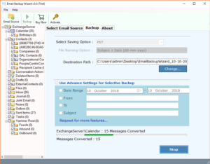 export Exchange mailbox to PST done