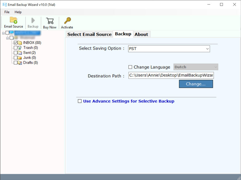 backup cPanel emai